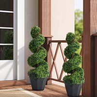 2 Pack Artificial Topiary Spiral Boxwood Tree Fake Plant