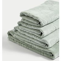 M&S Pure Cotton Linear Floral Towel Sage