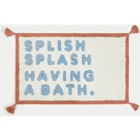M&S Pure Cotton Splish Splash Tassel Bath Mat - Blue, Blue