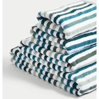 M&S Pure Cotton Striped Towel Green