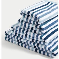 M&S Pure Cotton Striped Towel Blue