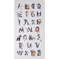 M&S Pure Cotton Alphabet Printed Bath Towel Silver Grey