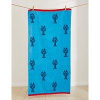 M&S Pure Cotton Lobster Beach Towel Blue Mix