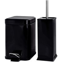 Black Square Toilet Brush & Bin Set