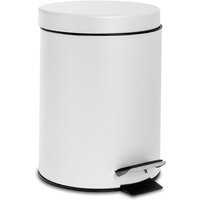 3L Matt White Round Stainless Steel Bathroom Pedal Bin