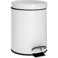 3L White Round Stainless Steel Bathroom Pedal Bin