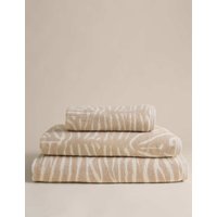 M&S Pure Cotton Zebra Patterned Towel Natural Mix