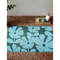 Orla Kiely Pure Cotton Wildflower Bath Mat Blue Mix