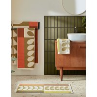 Orla Kiely Pure Cotton Stem Check Bath Mat Brown Mix