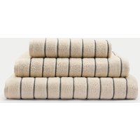 M&S Pure Cotton Textured Striped Towel Neutral