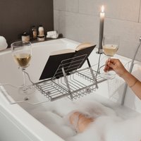 Luxury Bath Caddy with Candle & Wine Glass Holders
