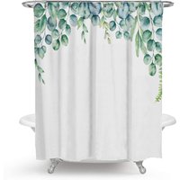 Color Floral Plant Shower Curtain Bathroom Curtain Polyester | Color: Hand painted leaves | Size: 90cmx180cm