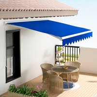 Outdoor Retractable DIY Manual Patio Awning Canopy Garden Shade Shelter Blue 350x300CM