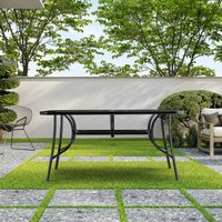 Black Rectangular 150cm Garden Tempered Glass Marble Coffee Table
