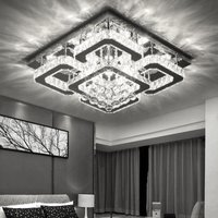 50CM Square LED Crystal Chandelier Pendant Ceiling Light Cool White
