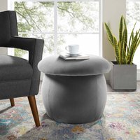 Velvet Mashroom Shape Pouffe Footstool  Grey
