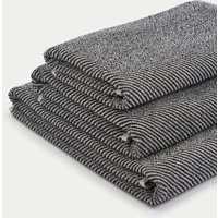 M&S Pure Cotton Narrow Striped Towel Charcoal