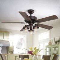 52 Inch Chandelier Ceiling Fan Light with 5 Blades and Remote Control Brown
