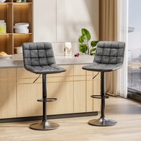 2Pcs Gas Lift Upholstered Swivel Bar Stools