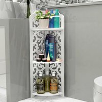 3 Tiers White Freestanding Corner Storage Shelf for Bathroom