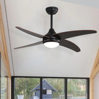 48 Inch Black Ceiling Fan with LED Light Kit 4 Blades and Remote Control