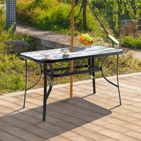 150cm Garden Tempered Glass White Wood Grain Coffee Table