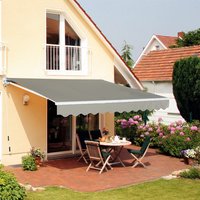 Outdoor Retractable DIY Manual Patio Awning Canopy Garden Shade Shelter, Grey 250x200CM