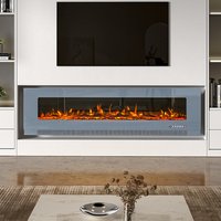 72 Inch Wall Mounted LED Electric Fireplace with 12 Flame Colours