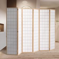 6 Panel Solid Wood Folding Room Divider Privacy Screen