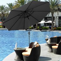 3M Large Round Garden Parasol Outdoor Beach Umbrella Patio Sun Shade Crank Tilt No Base Black