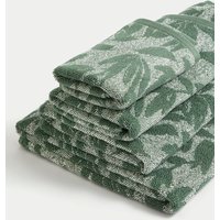M&S Pure Cotton Leaves Towel Forest Green
