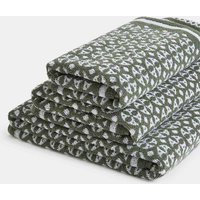 M&S Pure Cotton Geometric Circle Towel Forest Green