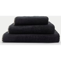 M&S Pure Cotton Blanket Stitch Towel Black Mix