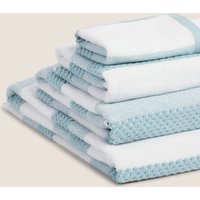M&S Pure Cotton Striped Textured Towel Duck Egg