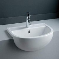 55cm Semi Recessed Basin in Alpine White